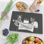 Vintage Let them eat cake kittens with cake and candles funny humorous black and white photograph Cutting Board Gallery Image 2