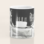 Vintage Let them eat cake kittens with cake and candles funny humorous black and white photograph Coffee Mug Gallery Image 4