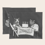 Vintage Let them eat cake kittens with cake and candles funny humorous black and white photograph Placemat Gallery Image 1