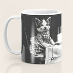 Vintage Let them eat cake kittens with cake and candles funny humorous black and white photograph Coffee Mug Gallery Image 3