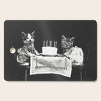 Vintage Let them eat cake kittens with cake and candles funny humorous black and white photograph Cutting Board Gallery Image 1