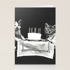 Vintage Let them eat cake kittens with cake and candles funny humorous black and white photograph Stationery Card Gallery Image 2