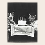 Vintage Let them eat cake kittens with cake and candles funny humorous black and white photograph Poster Gallery Image 4