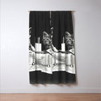 Vintage Let them eat cake kittens with cake and candles funny humorous black and white photograph Window Curtain Gallery Image 3