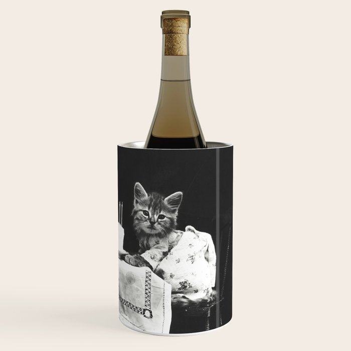 Vintage Let them eat cake kittens with cake and candles funny humorous black and white photograph Wine Chiller Gallery Image 3