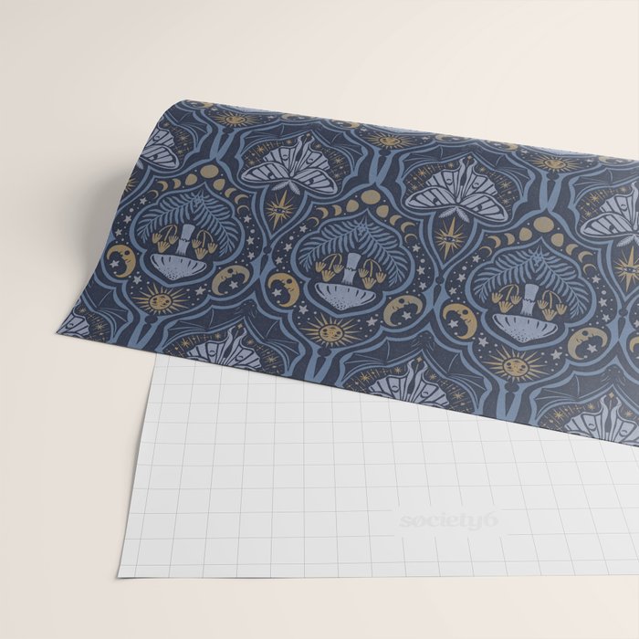 Celestial Forest Damask - celestial blue Wrapping Paper Gallery Image 2