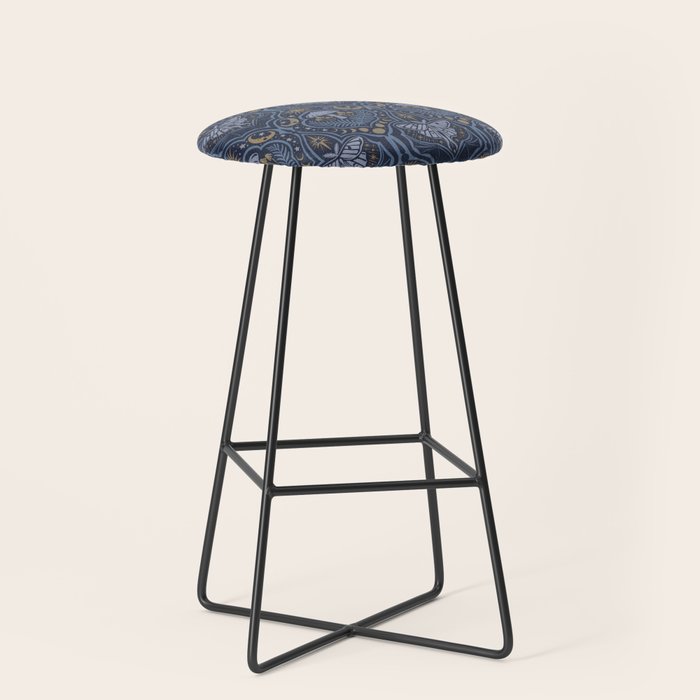 Celestial Forest Damask - celestial blue Stool Gallery Image 1