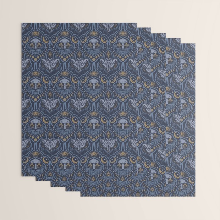 Celestial Forest Damask - celestial blue Wrapping Paper Gallery Image 3