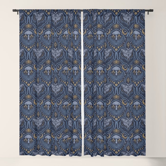 Celestial Forest Damask - celestial blue Window Curtain Gallery Image 5