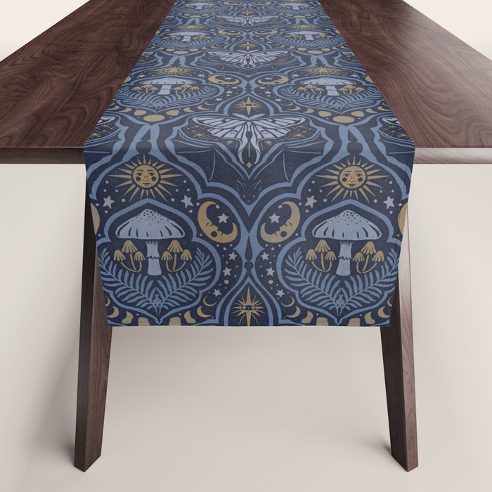 Celestial Forest Damask - celestial blue Table Runner Gallery Image 1