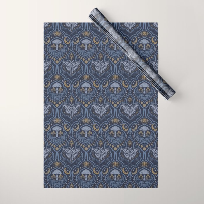 Celestial Forest Damask - celestial blue Wrapping Paper Gallery Image 1