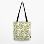 Mid Century Modern Piquet Geometric Split Pea Green and White Pattern Tote Bag Gallery Image 2