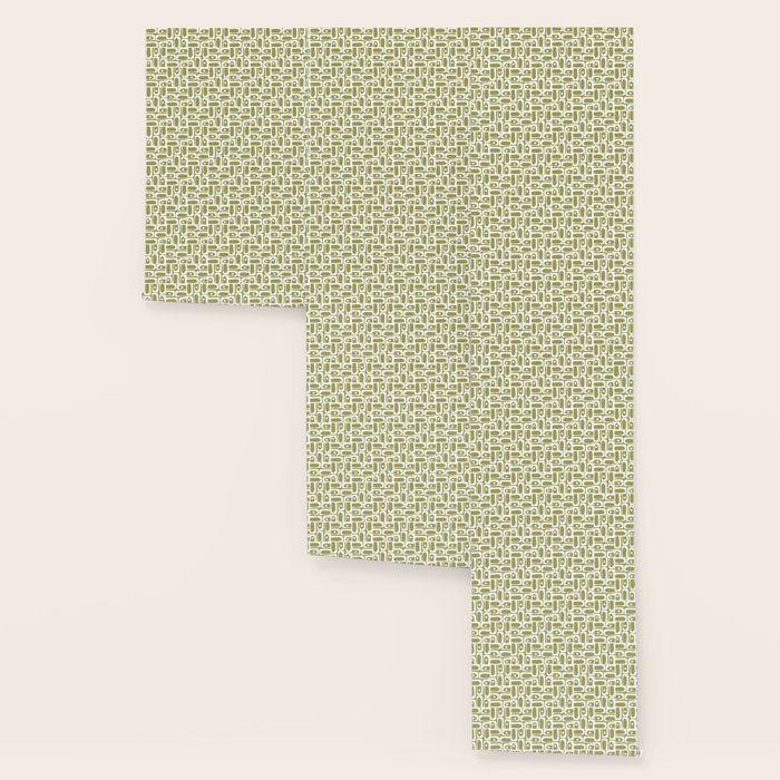 Mid Century Modern Piquet Geometric Split Pea Green and White Pattern Wallpaper Gallery Image 3