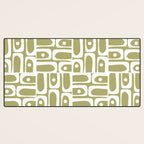Mid Century Modern Piquet Geometric Split Pea Green and White Pattern Desk Mat Gallery Image 3