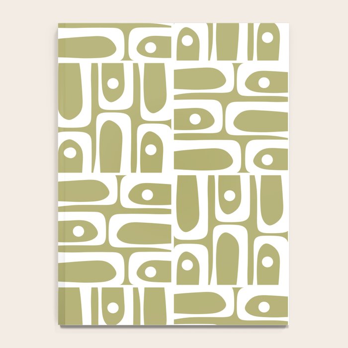Mid Century Modern Piquet Geometric Split Pea Green and White Pattern Notebook Gallery Image 4