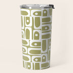 Mid Century Modern Piquet Geometric Split Pea Green and White Pattern Travel Mug Gallery Image 2