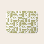 Mid Century Modern Piquet Geometric Split Pea Green and White Pattern Bath Mat Gallery Image 1
