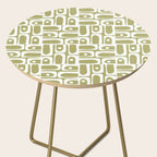 Mid Century Modern Piquet Geometric Split Pea Green and White Pattern Side Table Gallery Image 2