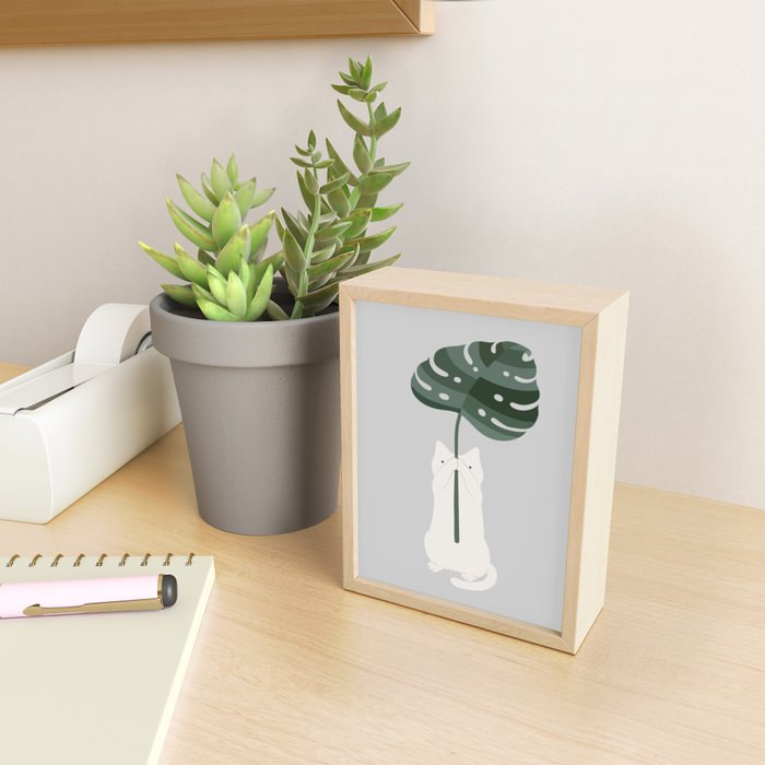 Cat and Plant 58 Mini Art Print Gallery Image 2