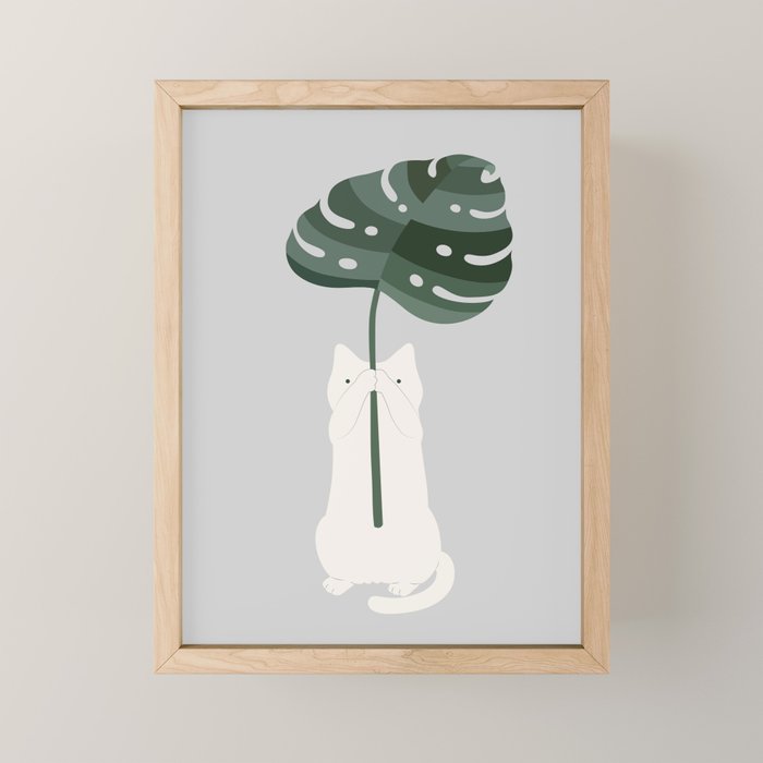 Cat and Plant 58 Mini Art Print Gallery Image 1