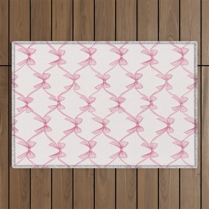 Coquette Aesthetic Pastel Pink Bows Cute Balletcore Joy of Together Outdoor Rug Gallery Image 1