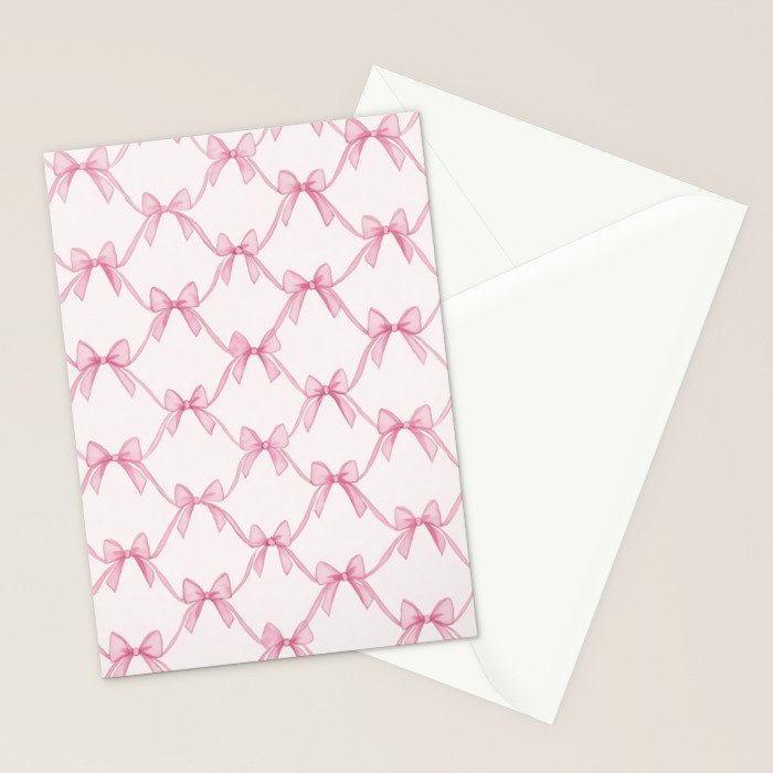 Coquette Aesthetic Pastel Pink Bows Cute Balletcore Joy of Together Stationery Card Gallery Image 2