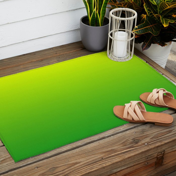 LIME GREEN OMBRE COLOR Outdoor Rug Gallery Image 2