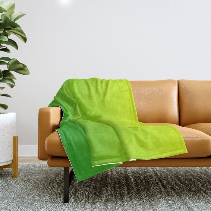 LIME GREEN OMBRE COLOR Throw Blanket Gallery Image 1