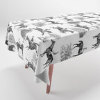 Horse Racing Black and White Toile Pattern  Tablecloth Gallery Image 1