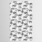 Horse Racing Black and White Toile Pattern  Tablecloth Gallery Image 2