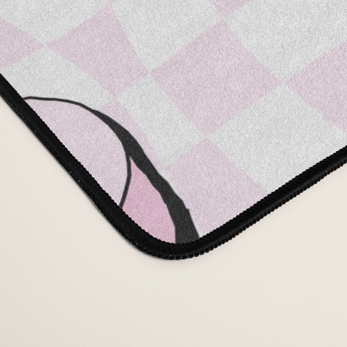 Pink love heart candy checkered pattern Desk Mat Gallery Image 4