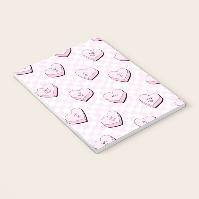Pink love heart candy checkered pattern Notebook Gallery Image 3