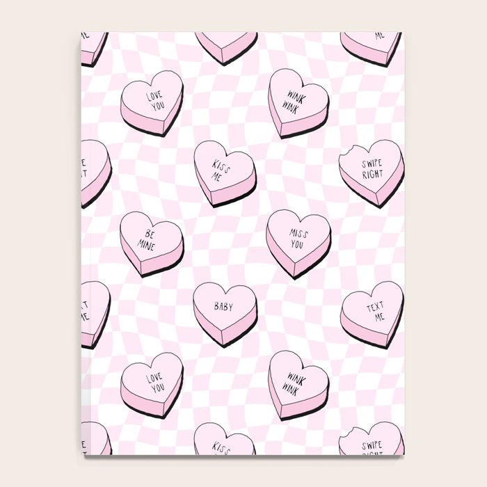 Pink love heart candy checkered pattern Notebook Gallery Image 4