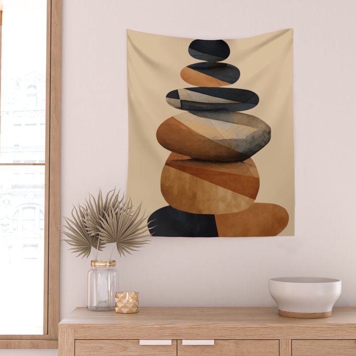 Abstract and Modern Stones Art 1 Wall Tapestry Gallery Image 2