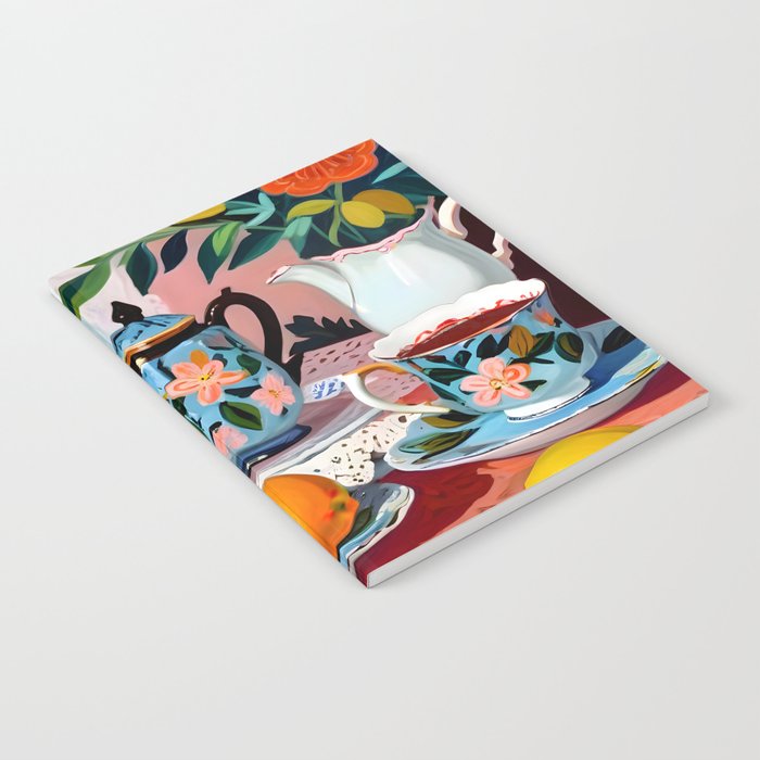Earl Brown Tea Time, Tea Cups Supper High Tea, Slow Living Eclectic Whimsical Maximalist, Lemons Food Coffee Notebook Gallery Image 2