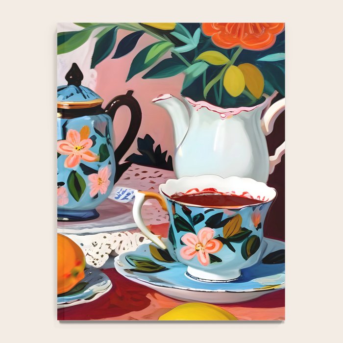 Earl Brown Tea Time, Tea Cups Supper High Tea, Slow Living Eclectic Whimsical Maximalist, Lemons Food Coffee Notebook Gallery Image 4