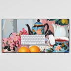 Earl Brown Tea Time, Tea Cups Supper High Tea, Slow Living Eclectic Whimsical Maximalist, Lemons Food Coffee Desk Mat Gallery Image 1