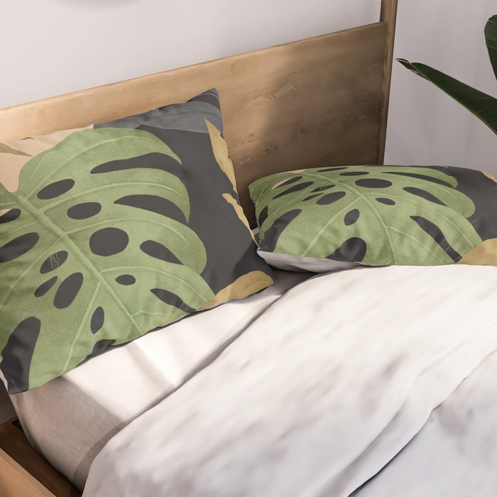 Abstract Art Tropical Leaves 101 Pillow Sham Gallery Image 2