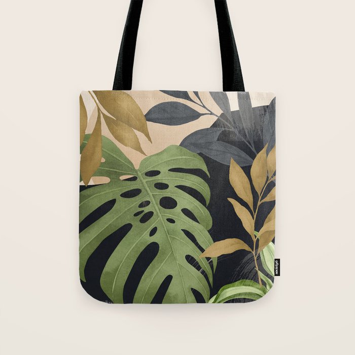 Abstract Art Tropical Leaves 101 Tote Bag Gallery Image 1
