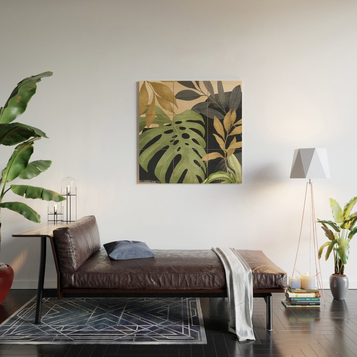 Abstract Art Tropical Leaves 101 Wood Wall Art Gallery Image 2
