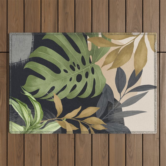 Abstract Art Tropical Leaves 101 Outdoor Rug Gallery Image 1