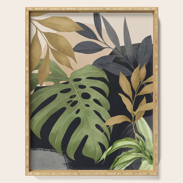 Abstract Art Tropical Leaves 101 Serving Tray Gallery Image 1