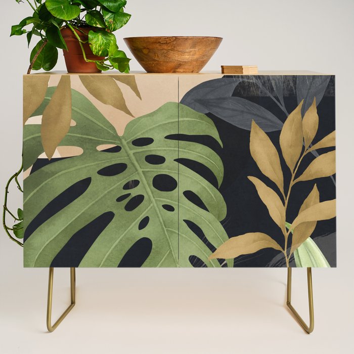 Abstract Art Tropical Leaves 101 Credenza Gallery Image 1