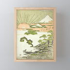 View of Mount Fuji at sunrise on New Year's Day by Isoda Koryusai Mini Art Print Gallery Image 1