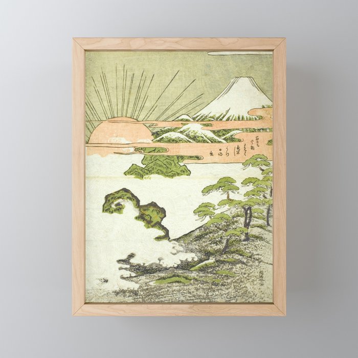 View of Mount Fuji at sunrise on New Year's Day by Isoda Koryusai Mini Art Print Gallery Image 1