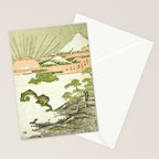 View of Mount Fuji at sunrise on New Year's Day by Isoda Koryusai Stationery Card Gallery Image 2