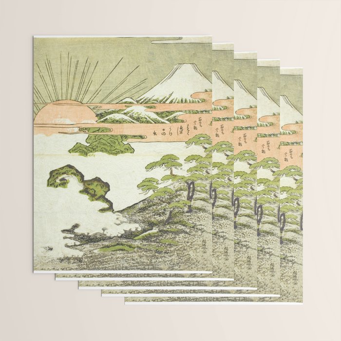 View of Mount Fuji at sunrise on New Year's Day by Isoda Koryusai Wrapping Paper Gallery Image 3