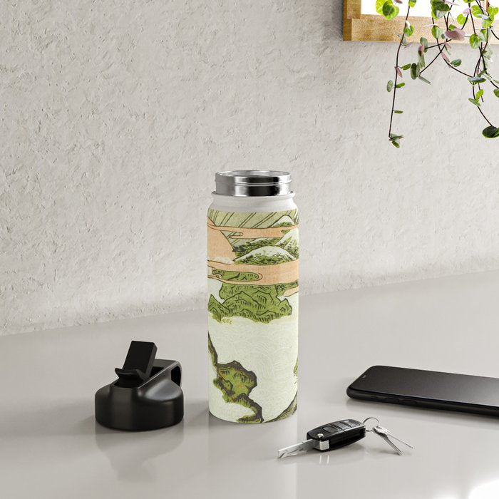 View of Mount Fuji at sunrise on New Year's Day by Isoda Koryusai Water Bottle Gallery Image 4