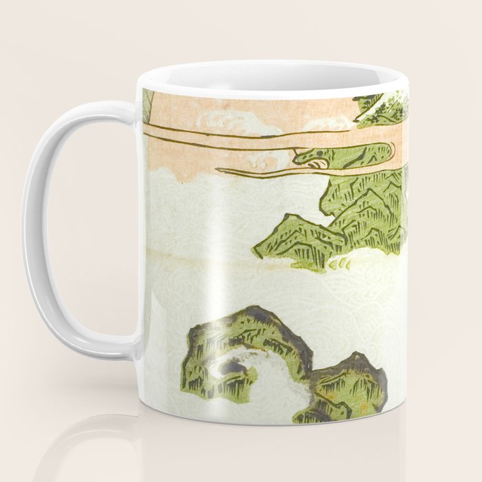 View of Mount Fuji at sunrise on New Year's Day by Isoda Koryusai Coffee Mug Gallery Image 3