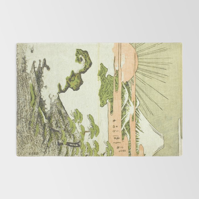 View of Mount Fuji at sunrise on New Year's Day by Isoda Koryusai Rug Gallery Image 2